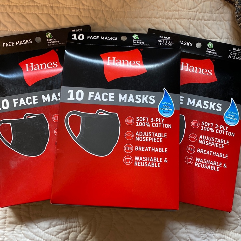 3 PACKS OF 10 FACE MASKS